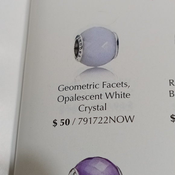 Pandora Silver Opalescent White Crystal Geometric Facets Charm 2 listed Separate - Picture 4 of 4